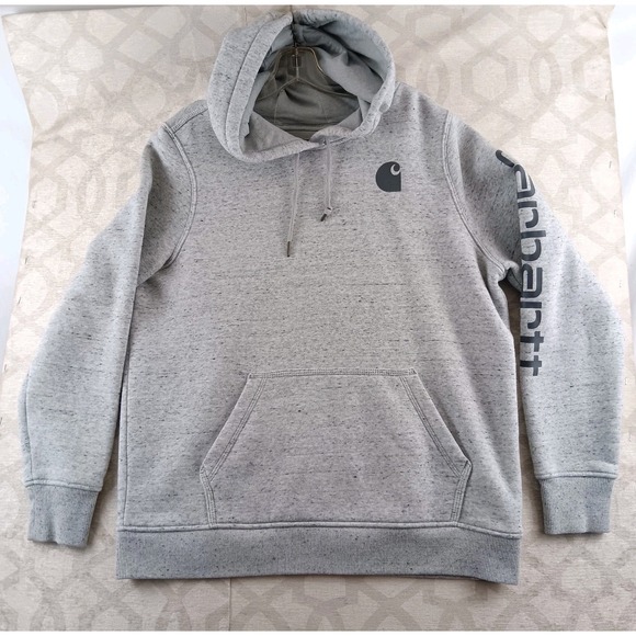 Carhartt Tops - Carhartt Hoodie Womens Large 12-14 Gray Relaxed Fit Sweatshirt Pullover Fleece